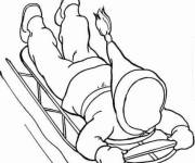 Coloriage et dessins gratuit Enfant sur la luge sans des yeux et nez à imprimer