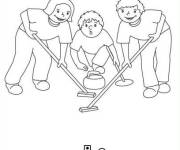 Coloriage Equipe de curling sport d'hiver &agrave; imprimer