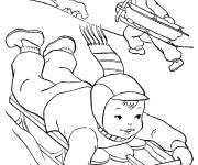 Coloriage Escalade et ski en hiver
