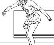 Coloriage Femme qui fait le skie artistique en jeux olympique
