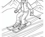 Coloriage Feuille sur le sport de ski