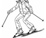 Coloriage Fille &eacute;quip&eacute;e et le sport d'hiver Ski