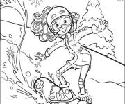 Coloriage Fille sur planche &agrave; neige de bande anim&eacute;