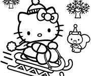 Coloriage Hello Kitty skieur &agrave; No&euml;l