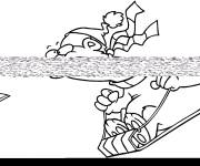 Coloriage et dessins gratuit l'ours rigolo fait de la luge sur glace à imprimer