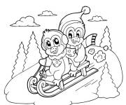 Coloriage La luge sport d'hiver pour enfants