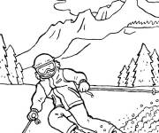 Coloriage La montagne et le spot d'hiver pour enfants