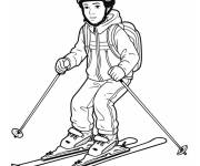 Coloriage Le Gar&ccedil;on skiant sur la glace