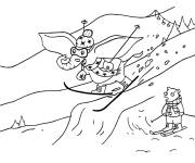 Coloriage et dessins gratuit Les animaux saut acrobatique sur la neige à imprimer