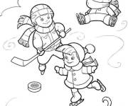 Coloriage Les enfants forment une &eacute;quipe de hockey sur glace
