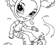 Coloriage Lisa Frank fait du sport d'hiver