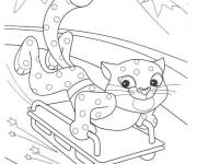 Coloriage Luge et chat