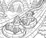 Coloriage Luge sur des bouées