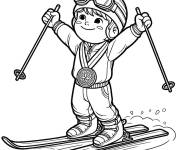 Coloriage M&eacute;daille de ski