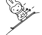 Coloriage et dessins gratuit Miffy fait du Ski à imprimer