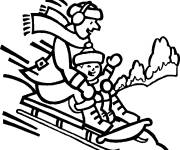 Coloriage Papa et son fils sur patinage &agrave; glace