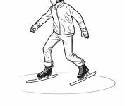 Coloriage Patinage sur glace simple activit&eacute; de la saison d'hiver