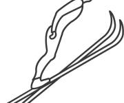 Coloriage Saut &agrave; ski f&eacute;minin
