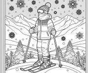 Coloriage Ski sport d'hiver amusant