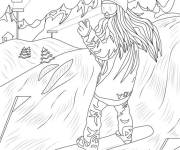 Coloriage Skie Freestyle sport d'hiver en couleurs