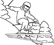 Coloriage Skier sur la montagne