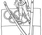 Coloriage Skieur en sautant avec le logo des jeux olympiques d'hiver