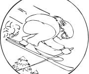 Coloriage Skieur professionnel en sautant