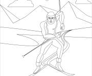 Coloriage Skieur qui s'acc&eacute;l&egrave;re pendant la comp&eacute;tition