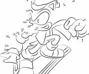 Coloriage Sonic snowboardeur points par points &agrave; relier