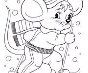 Coloriage Souris mignon skieur de bande anim&eacute;