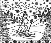 Coloriage Sport d'hiver à motifs en flocons de neige