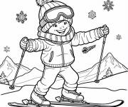 Coloriage Sport d'hiver facile sur le ski