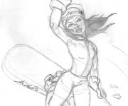 Coloriage Sport d'hiver freestyle au crayon