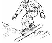 Coloriage Sport de Snowboard en contour d&eacute;taill&eacute;