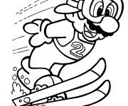 Coloriage Super Mario fait du Ski