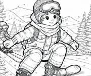 Coloriage Surf des neiges pour enfants