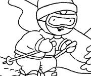 Coloriage T'choupi skieur