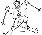 Coloriage Un enfant skieur dr&ocirc;le