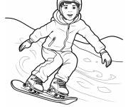 Coloriage Un gar&ccedil;on montre ses talents en snowboard