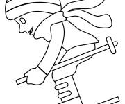 Coloriage Un petit Skieur sur glace