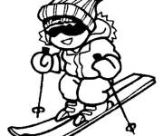 Coloriage Un skieur en comp&eacute;tition portant des lunettes