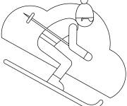 Coloriage Un Skieur en moment de concentration
