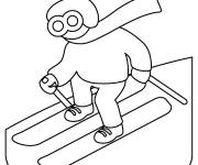 Coloriage Un skieur en plein course