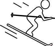 Coloriage Un Skieur tr&egrave;s rapide