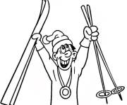 Coloriage Vainqueur de la M&eacute;daille d'or de ski