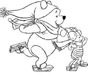 Coloriage Winnie l'ourson patine sur glace