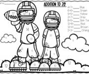 Coloriage et dessins gratuit Gar&ccedil;on et fille sur le th&egrave;me de Super Bowl par num&eacute;ro à imprimer