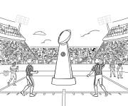 Coloriage Match de Super Bowl avec la coupe au milieu