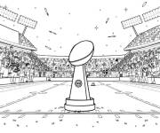 Coloriage Troph&eacute;e de Super Bowl au milieu du terrain de foot