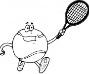 Coloriage Balle de Tennis rigolote